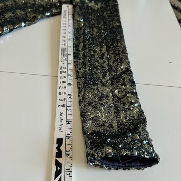 ALEXIS‎ Sequin Top Long Sleeve Blouse Gunmetal Silver Size L - Picture 5 of 10
